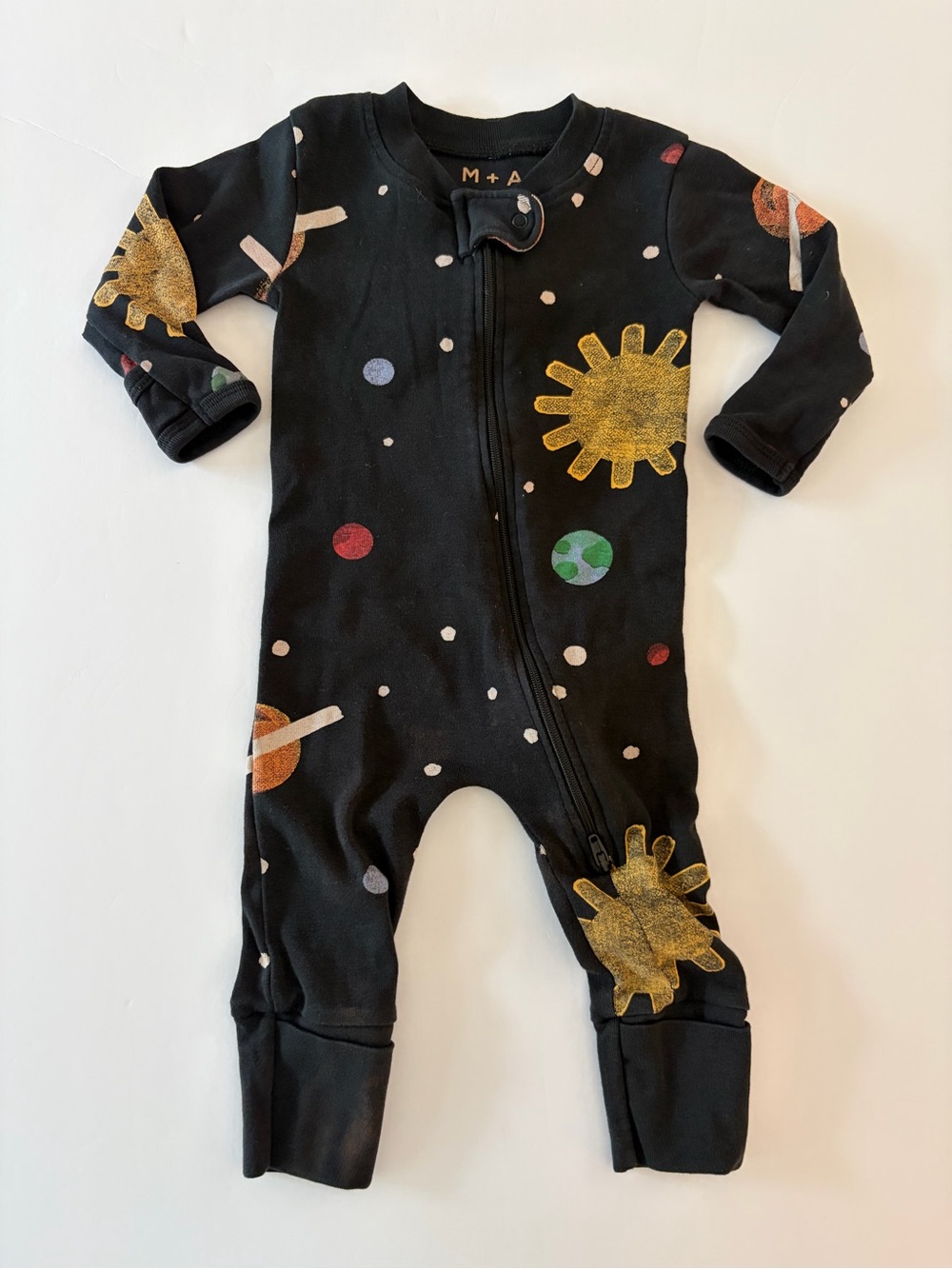 M+A by Monica + Andy Organic Cotton Baby Footie Pajama Space Print 3-6 Months